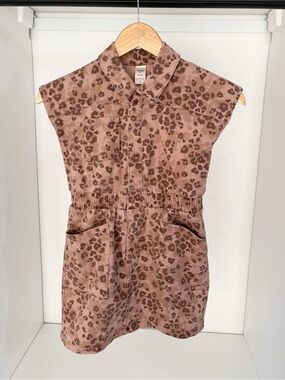 OshKosh B'gosh Girls Brown Leopard Print Short Sleeve Dress